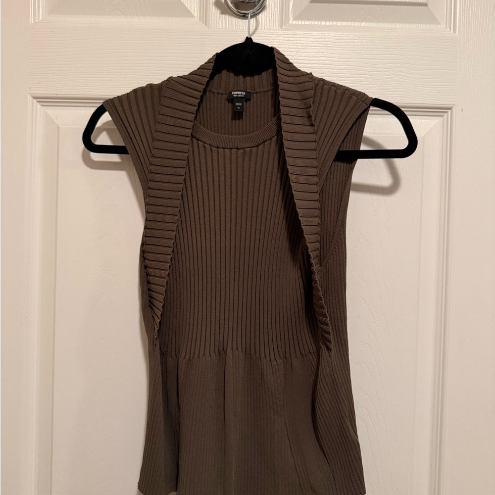 Express Olive Green Ribbed Sleeveless Top